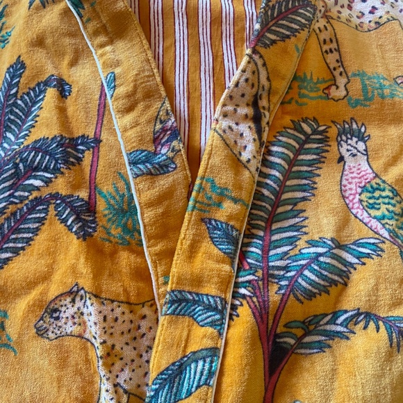 NWOT Handmade Handblock Print Cotton Velour Robe One Size - Picture 3 of 5